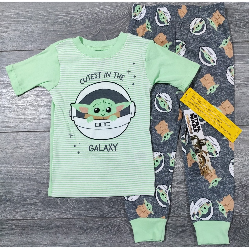 Star Wars Pajama Set 5T Green Baby Yoda Mandalorian Snug-Fit Toddler Boys